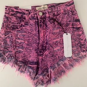 NWT Pink & Blue Denim High Waist Cut Off Shorts